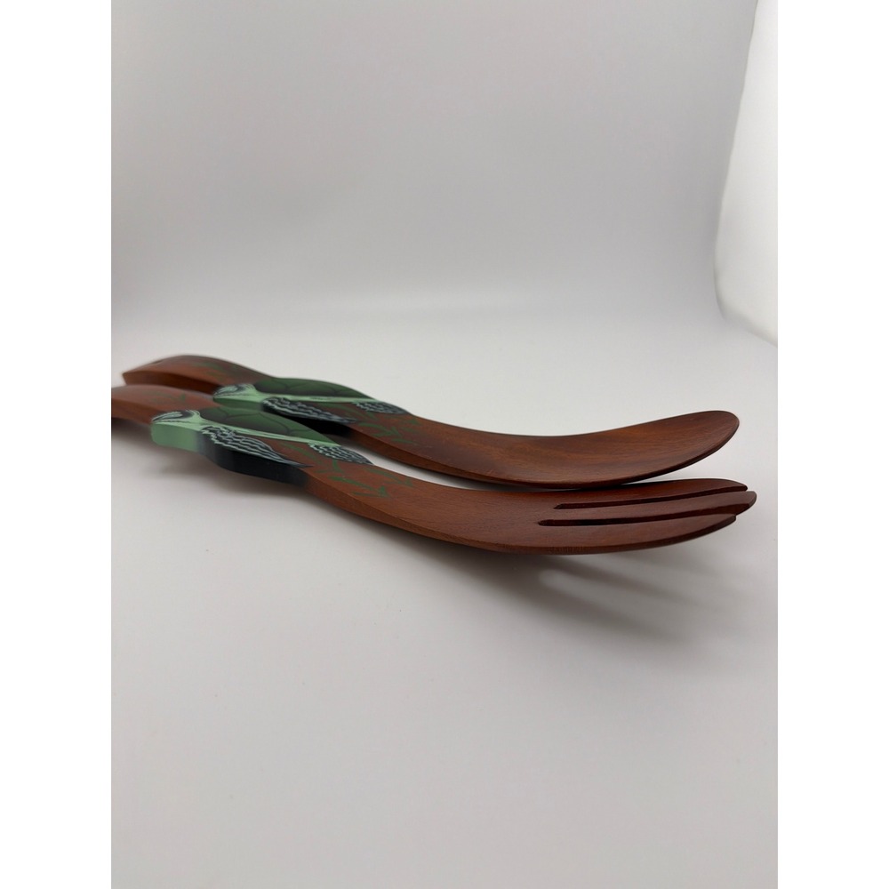 Costa Rica Hand-Painted Sea Turtle Wooden Salad Servers Set Folk Art - Picture 6 of 6